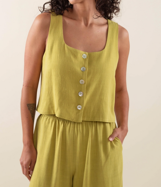 Square Neck Linen Vest