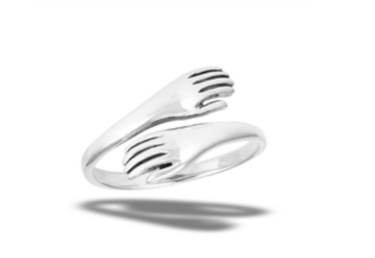 Sterling Silver Adjustable Alternating Hands Ring