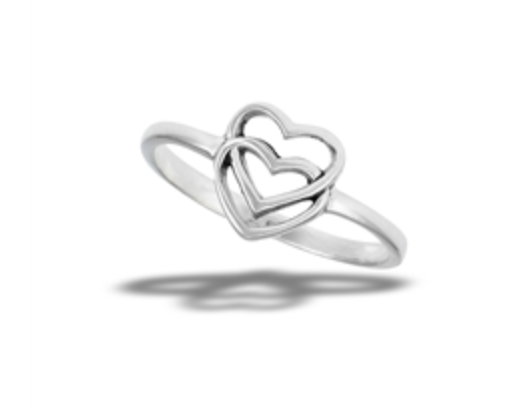 Sterling Silver Couple Of Heart Friends Ring