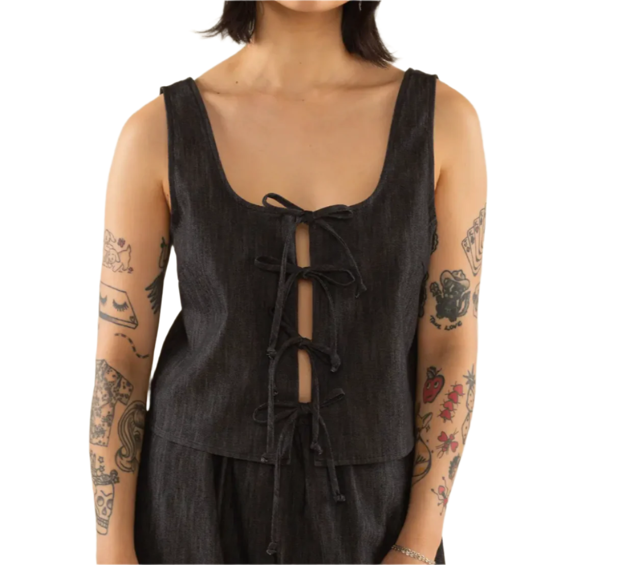 Denim Tie Top
