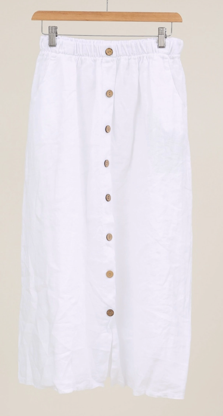 Linen Button Skirt