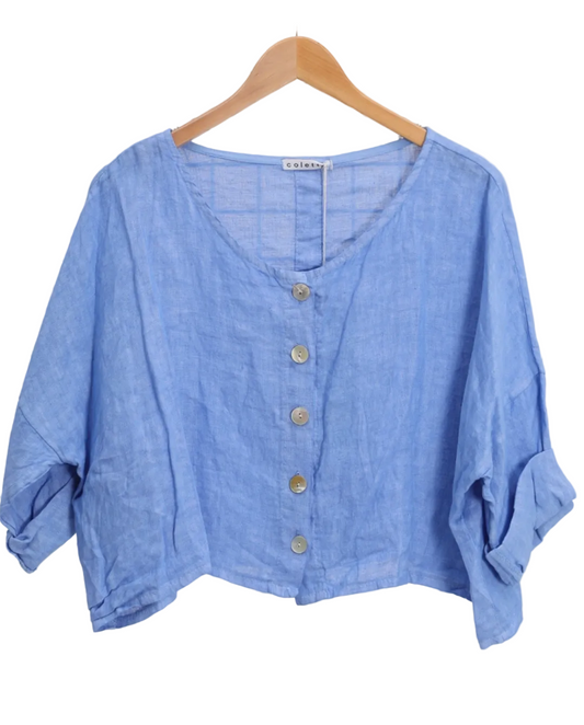 3/4 Sleeve cropped Linen Shirt