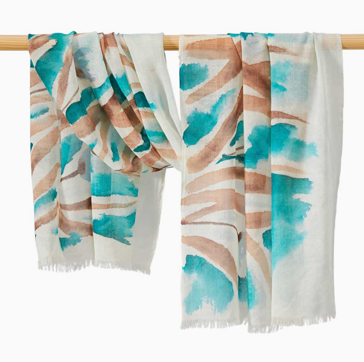 Teal Meadow Hand-Painted Scarf