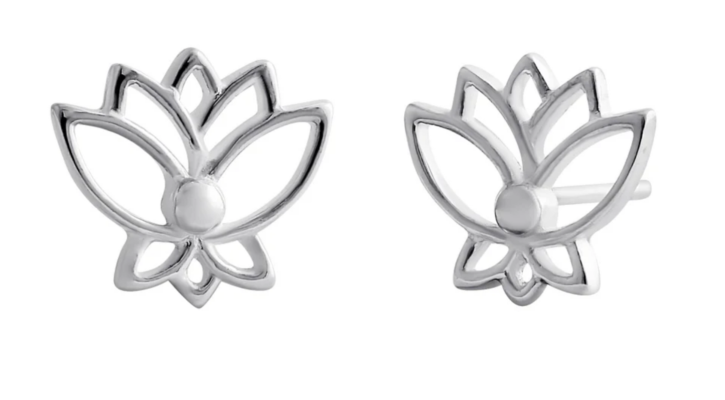 Cutout Lotus Silver Studs