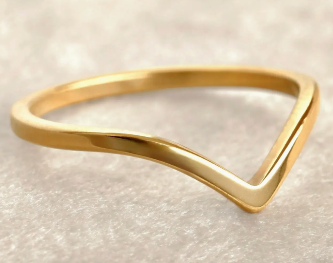 Gold Dainty Stackable Wishbone Ring