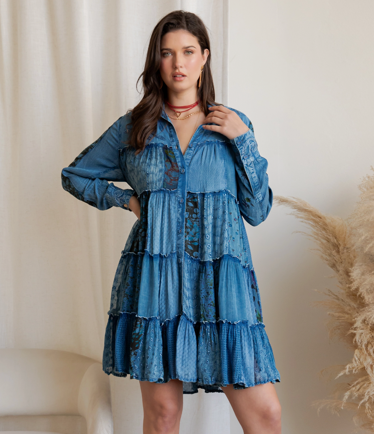 Artisan Embroidered Jhabla Shirt Dress