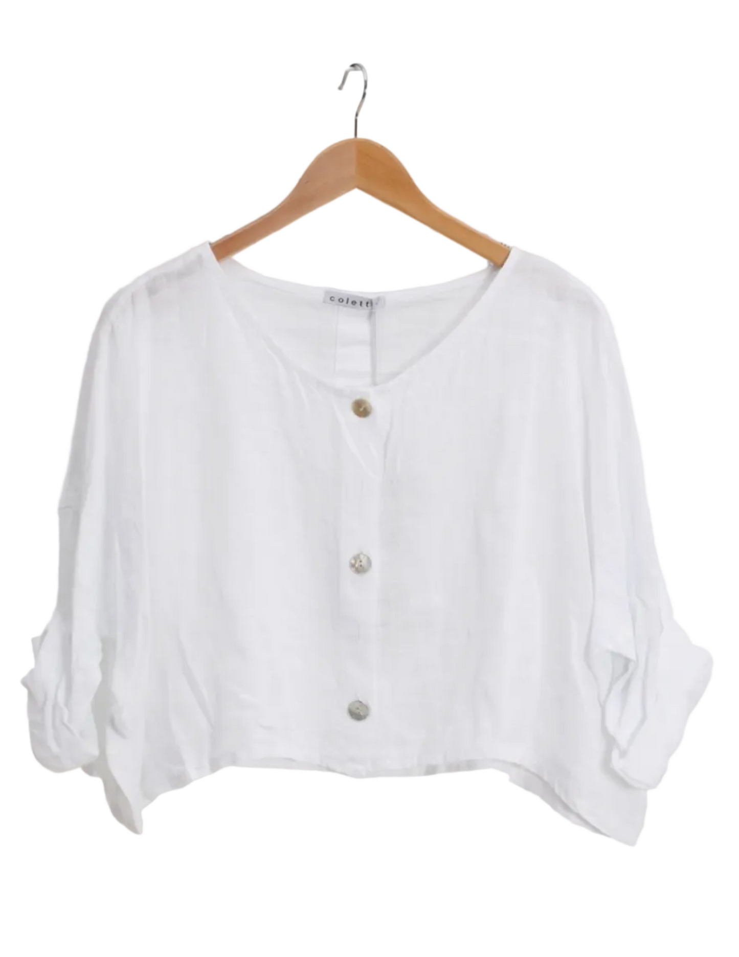 3/4 Sleeve cropped Linen Shirt