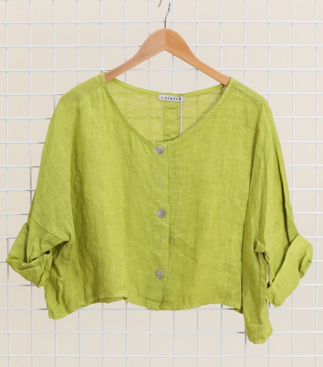 3/4 Sleeve cropped Linen Shirt