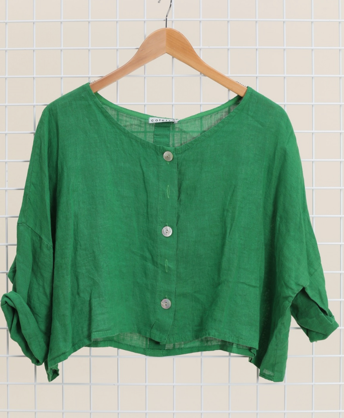 3/4 Sleeve cropped Linen Shirt