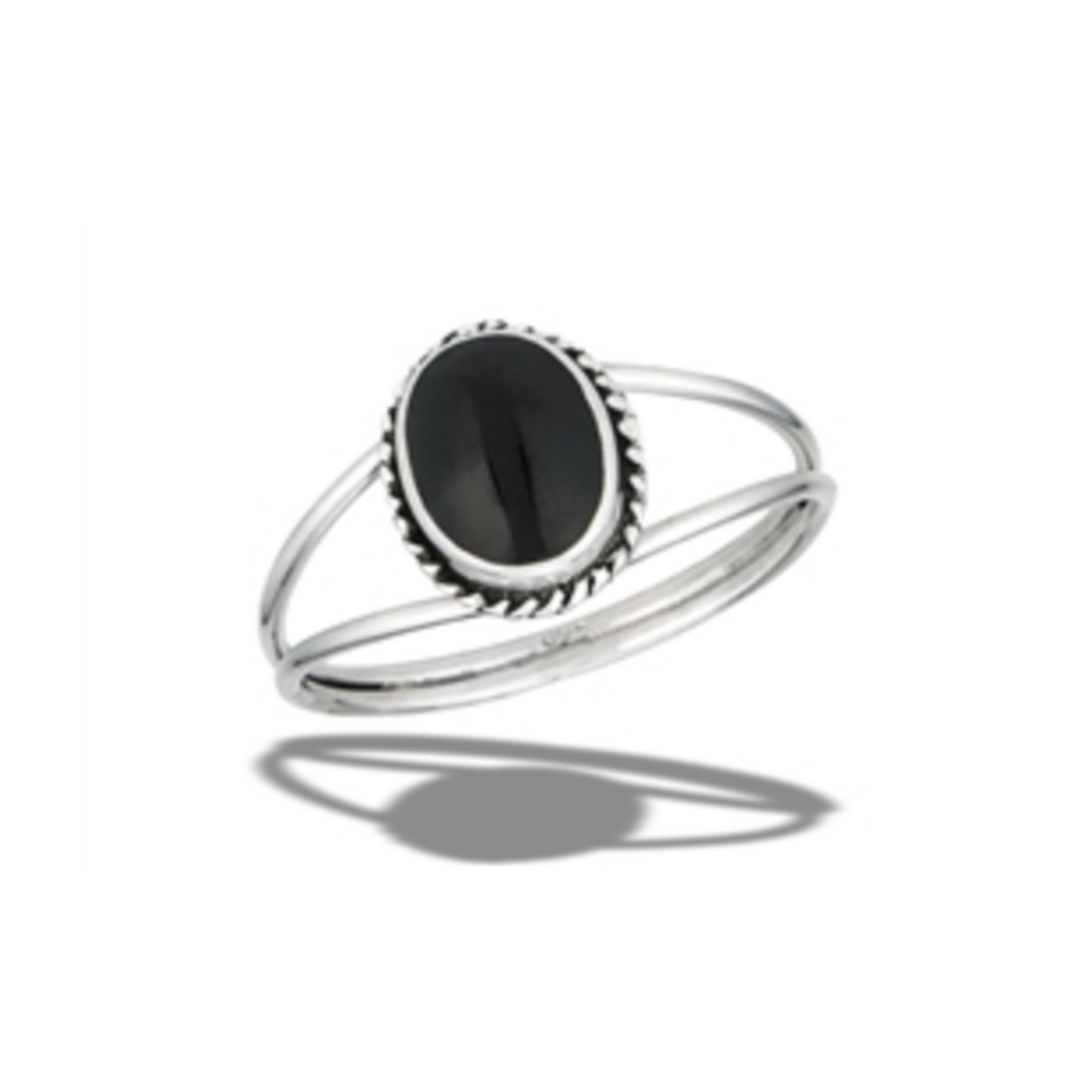 Braided Oval Ring With Synthetic Black Onyx