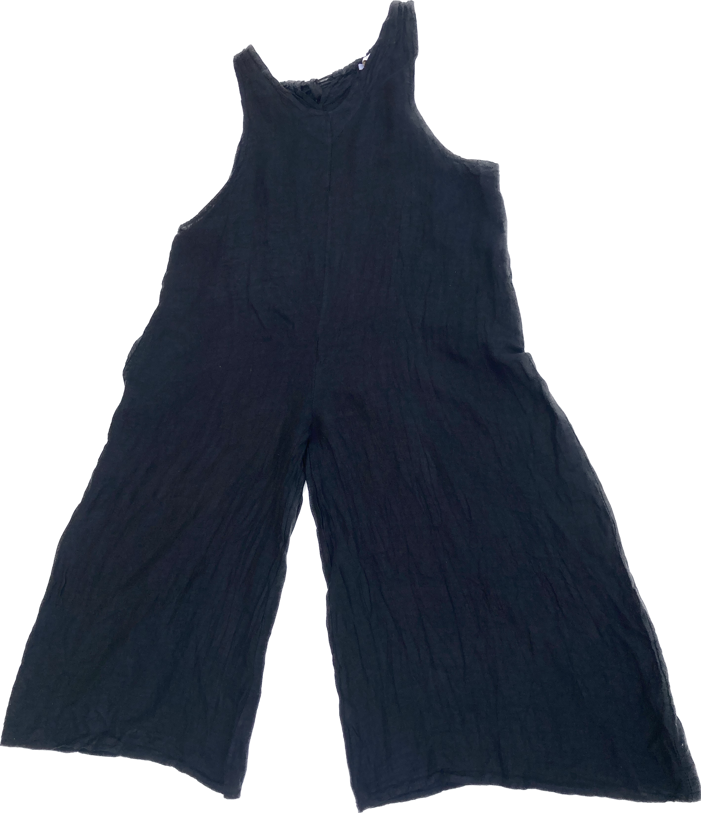 Linen jumpsuit with tie-back