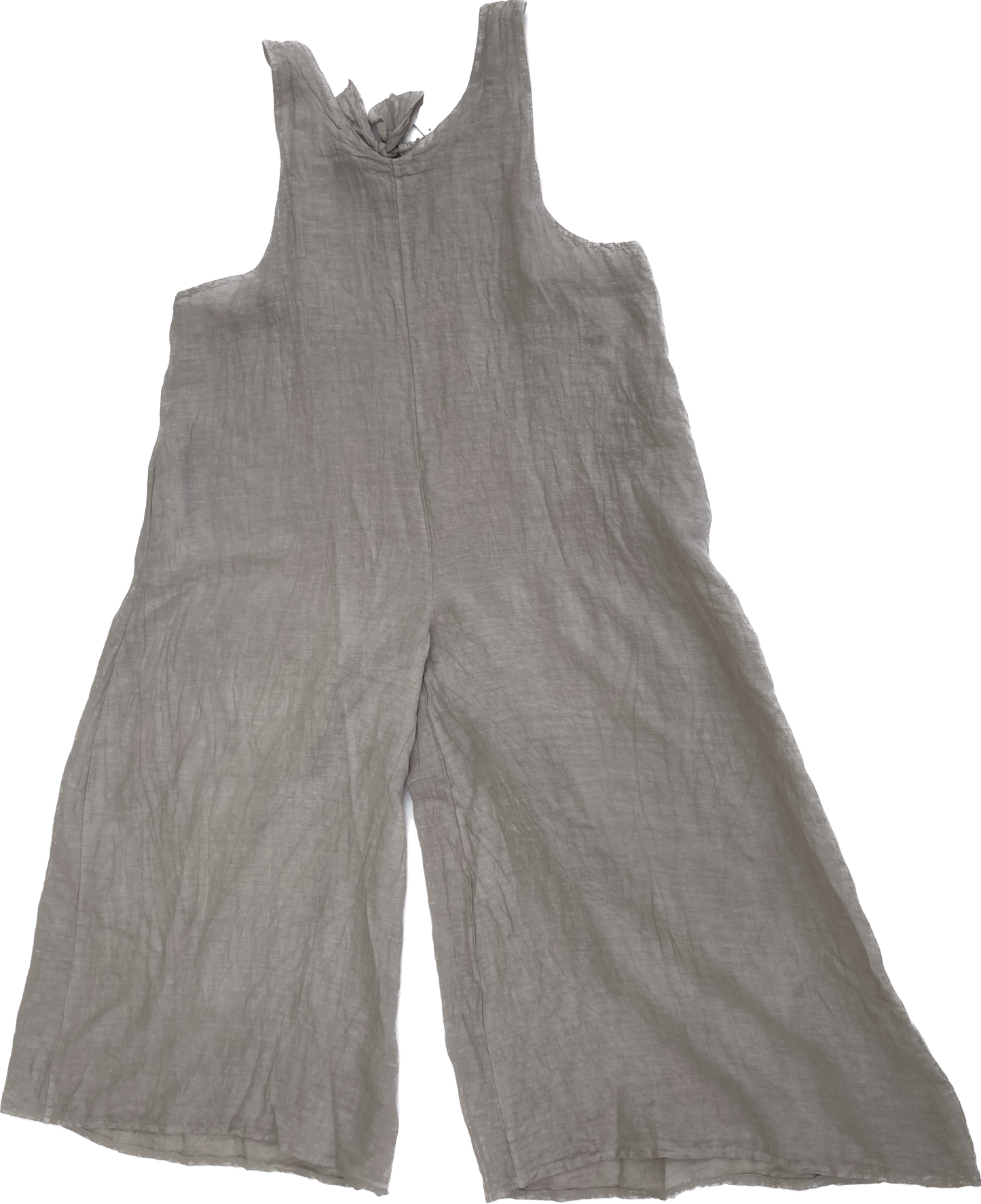 Linen jumpsuit with tie-back