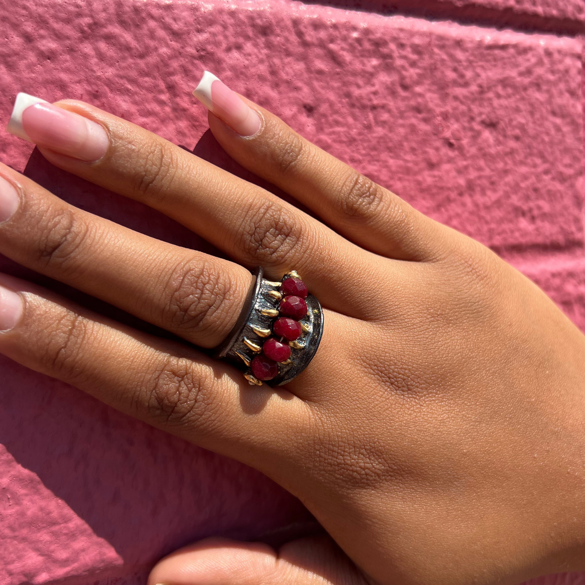 Large Raw Red Ruby Ring
