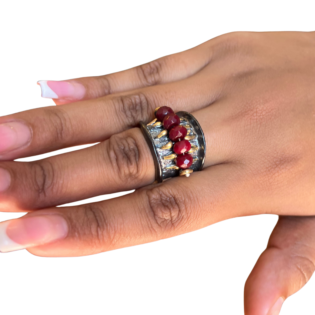 Large Raw Red Ruby Ring
