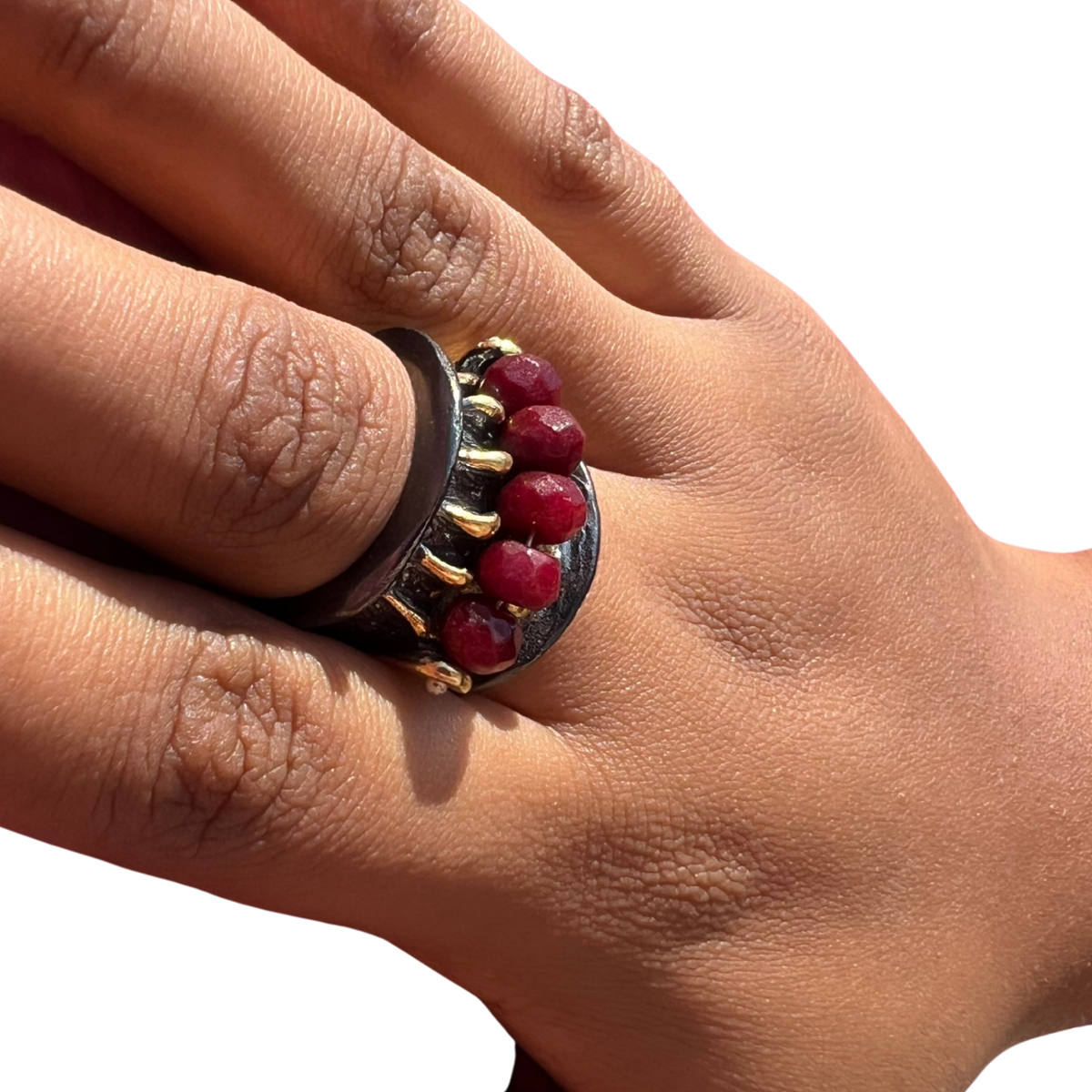 Large Raw Red Ruby Ring