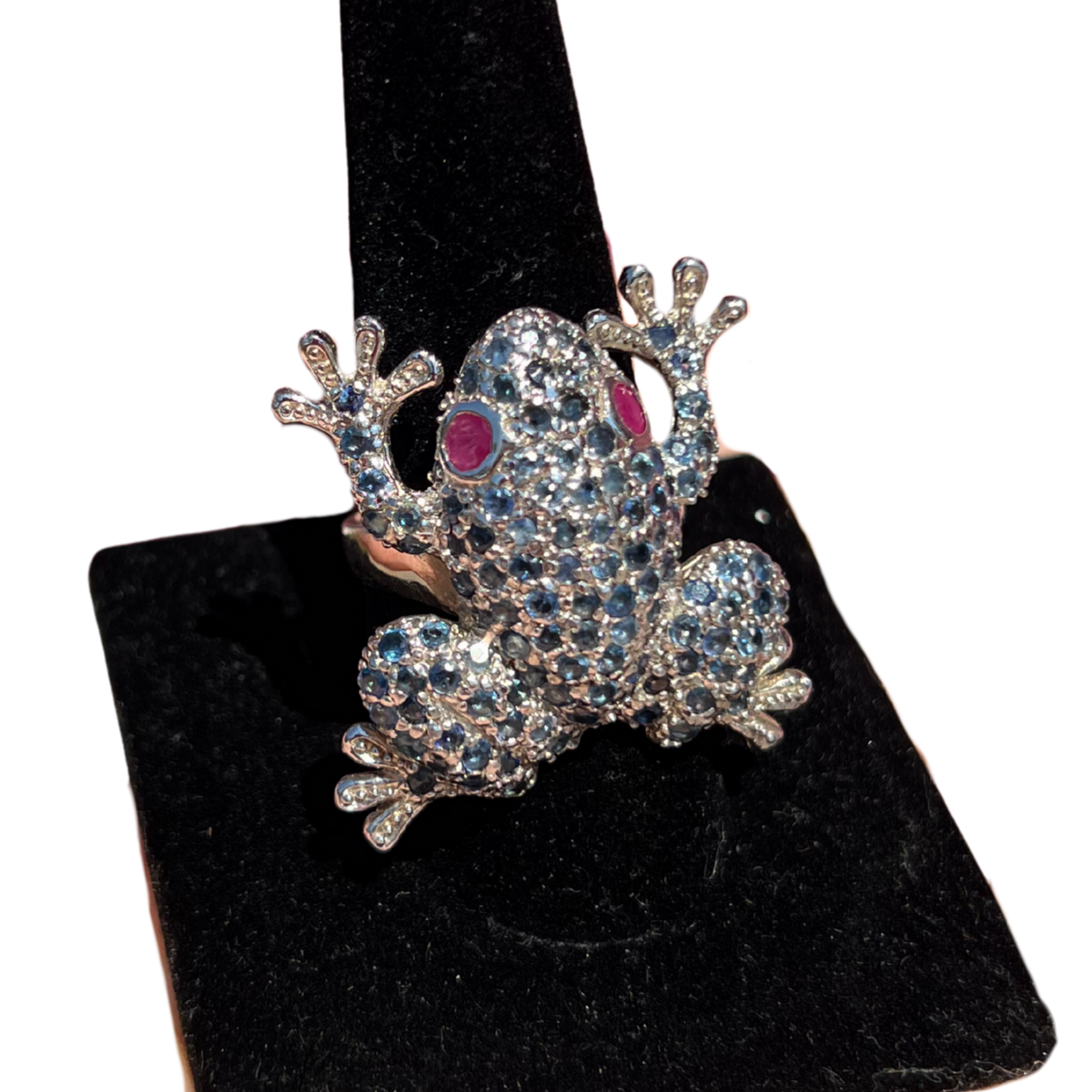 Encrusted Sapphire & Ruby Frog Ring