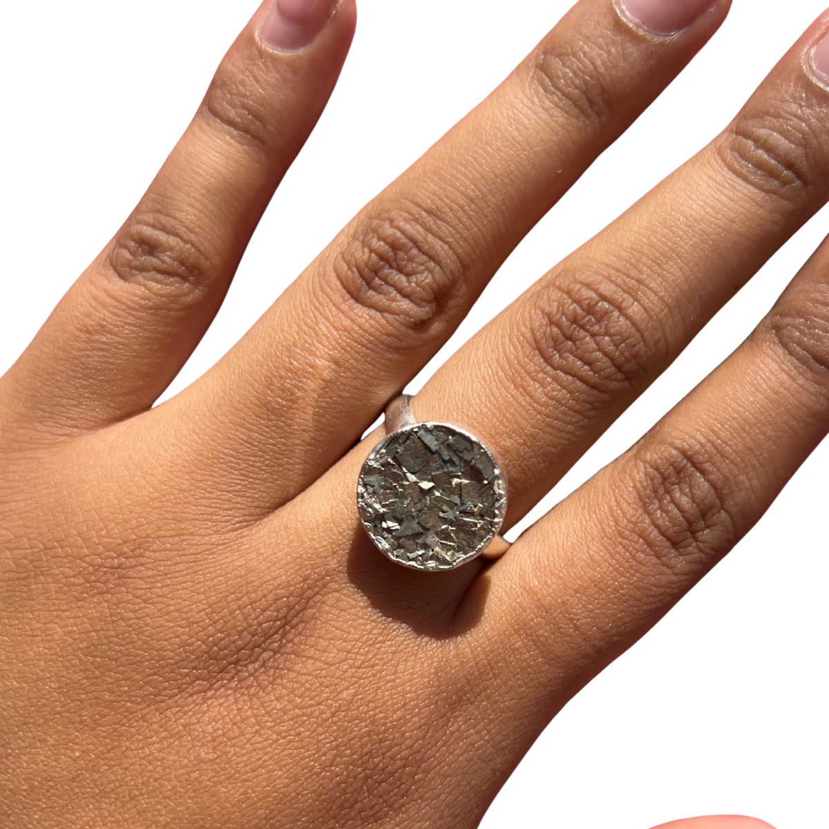 Pyrite Stone Silver Ring