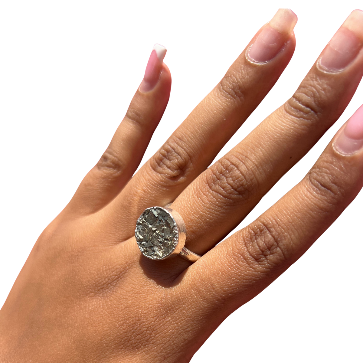 Pyrite Stone Silver Ring