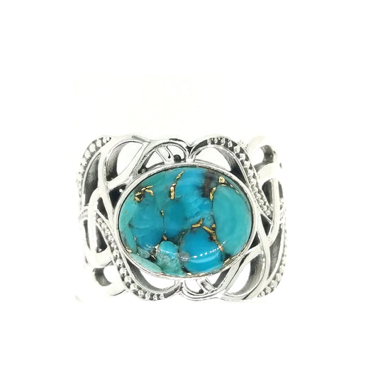 Copper Turquoise Intertwined Ring