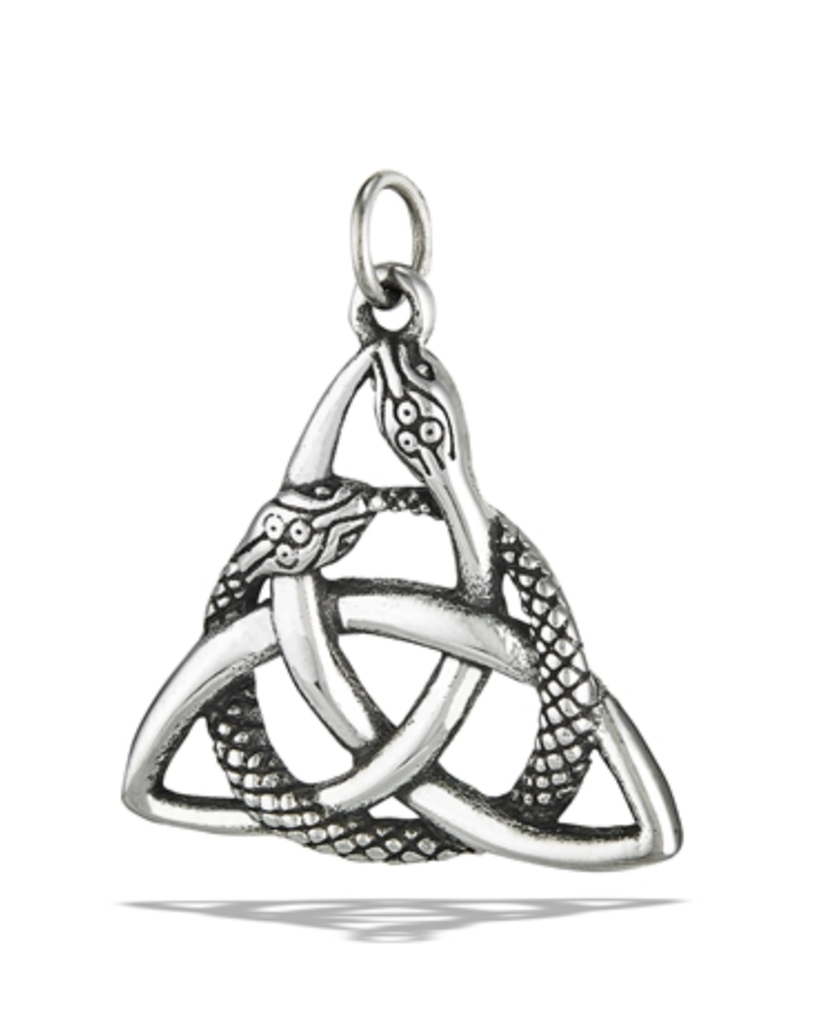 Stainless Steel Celtic Knot w/ Interwoven Serpent pendant