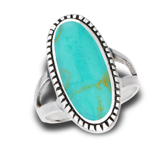 Bali Style Ring With Granulation And Synthetic Turquoise