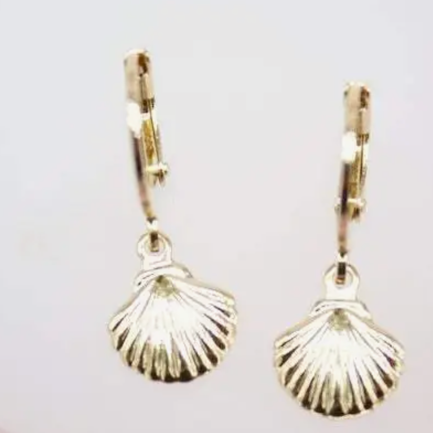 Sea Clam Shell French Lever Back Earrings