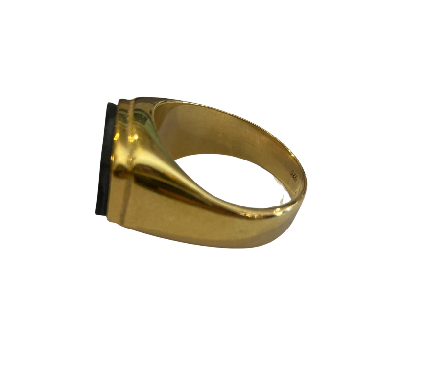 Black Onyx Gold Signet Ring