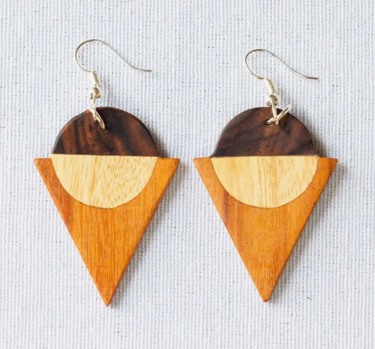 Modern Geometric Wood Earrings