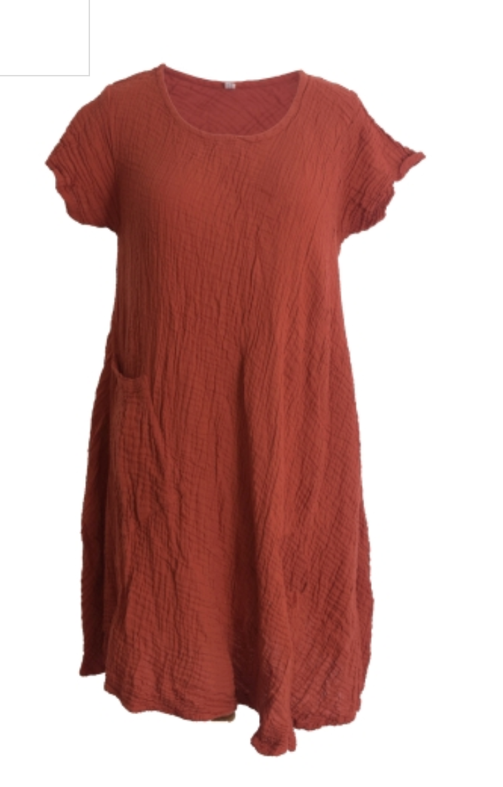Thai Cotton Cap Sleeve Single Pocket Dress