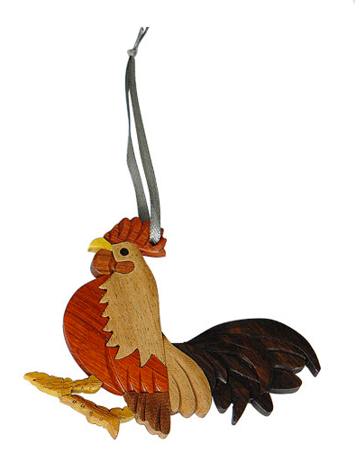 Wooden Rooster Ornament