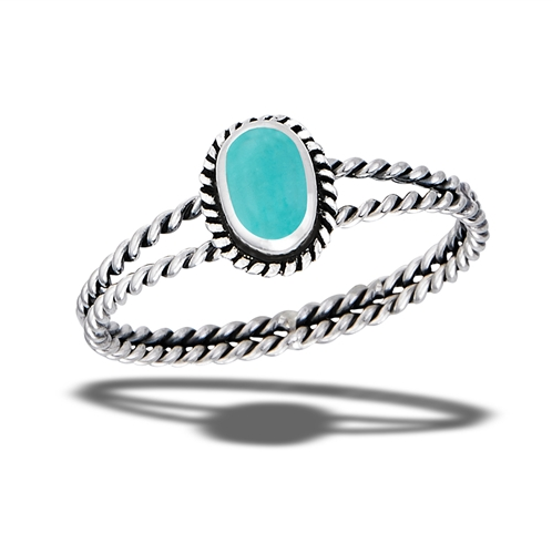 Double Rope Braided Synthetic Turquoise Ring