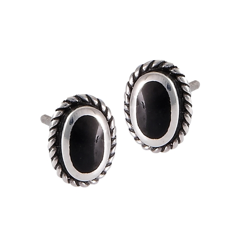 Onyx Oval and Rope Setting Stud Earrings