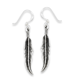 Silver Medium Feather Dangle Earrings