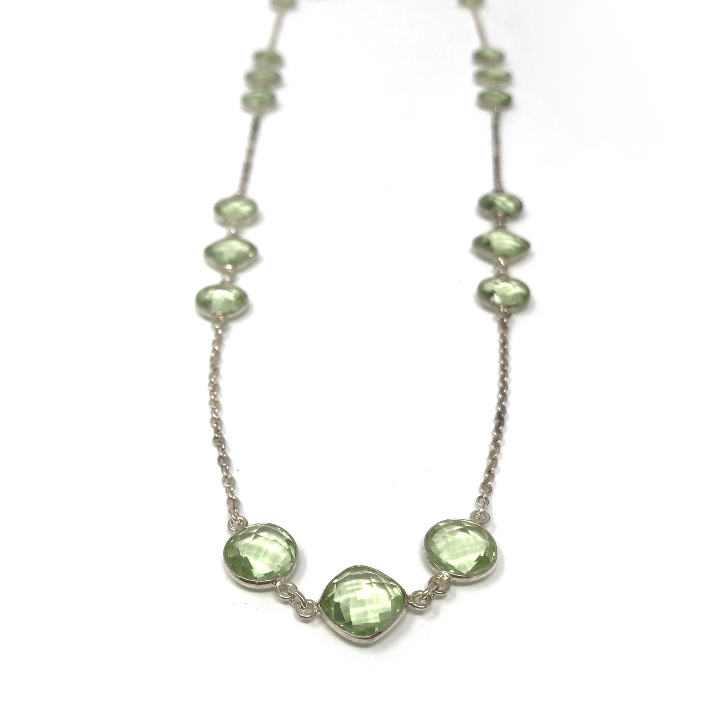 32" Faceted Green Sapphire Necklace