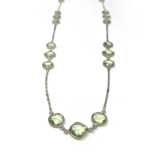 32" Faceted Green Sapphire Necklace