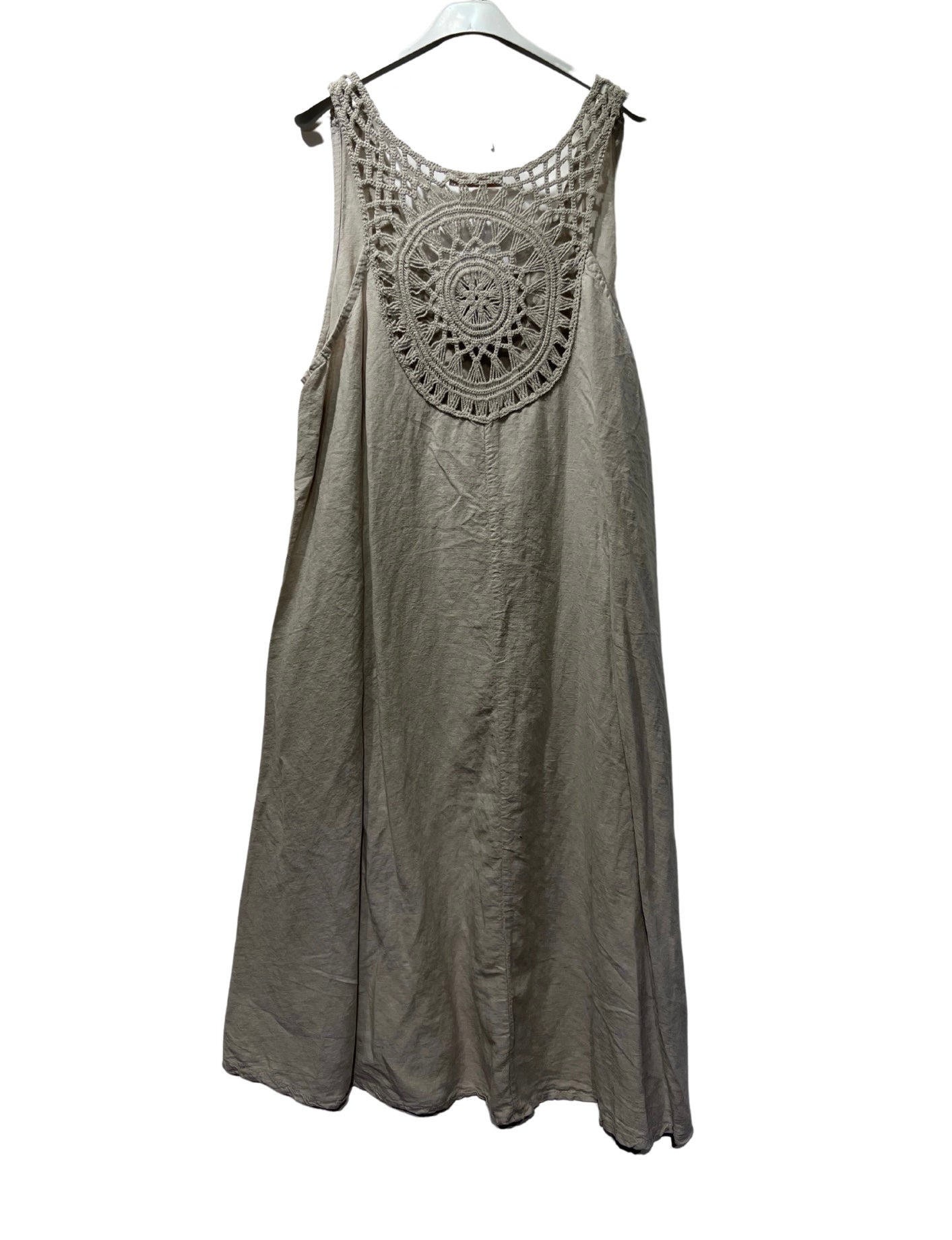 Linen Dress W/ Embroidery Back