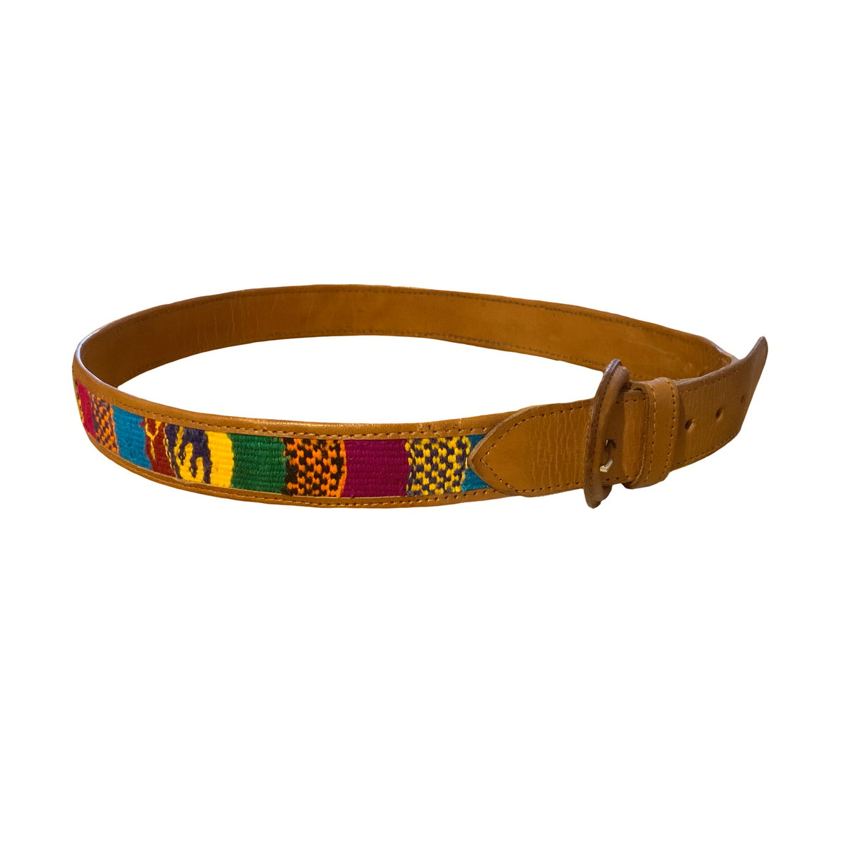 Bright colorful woven Multicolor leather handmade in Guatemala Bright Color Guatemalan Belt – AlterNatives main image 3