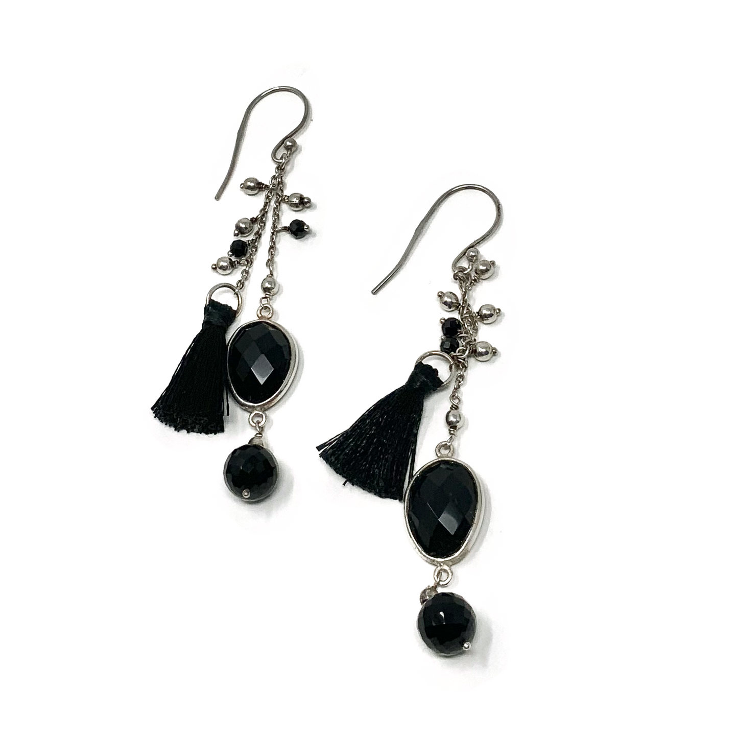 Onyx Gemstone Earrings with Tassel