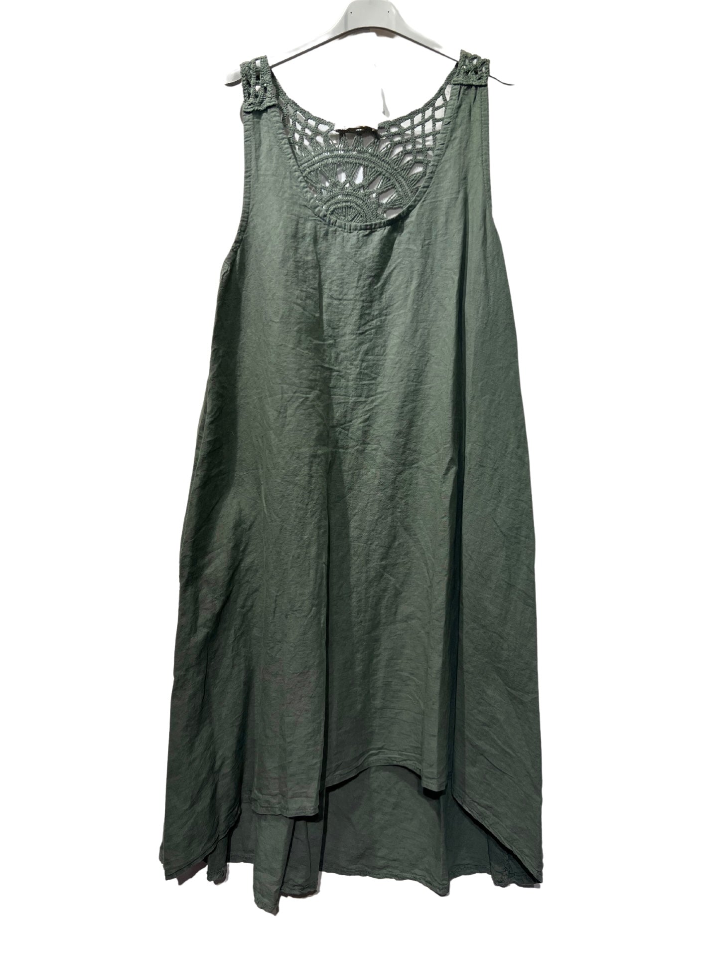 Linen Dress W/ Embroidery Back