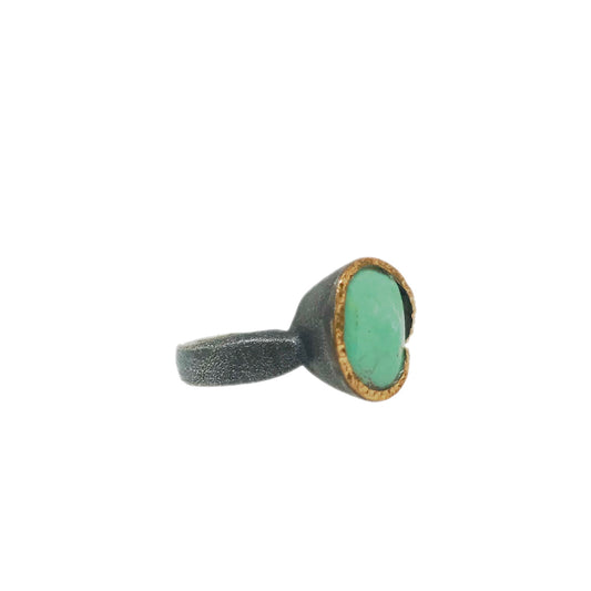 Patinated Sterling Turquoise Ring